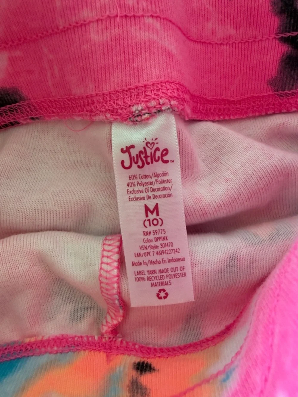 Justice Pink Tie-Dye Floral Drawstring Shorts Size Medium